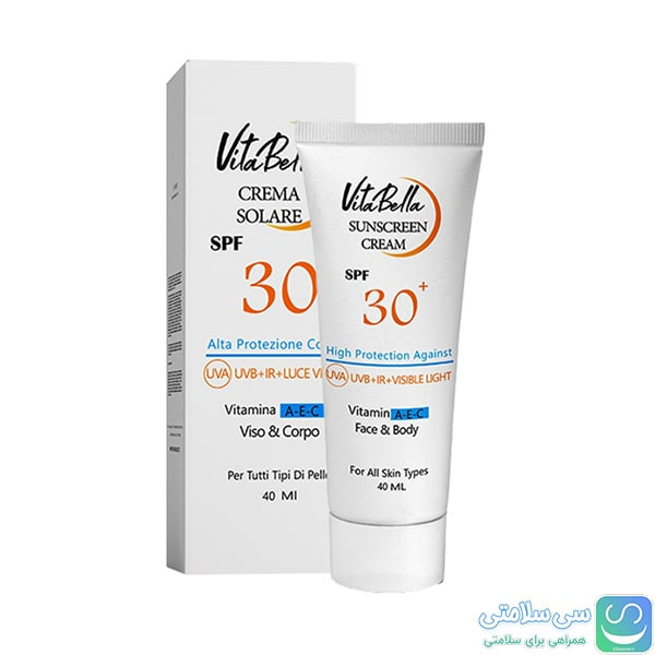 کرم ضد آفتاب spf۳۰ بی رنگ حجم ۴۰ میل ویتابلا ایتالیا