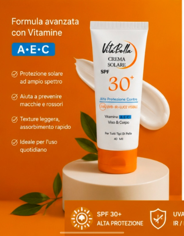 کرم ضد آفتاب spf۳۰ بی رنگ حجم ۴۰ میل برند ویتابلا